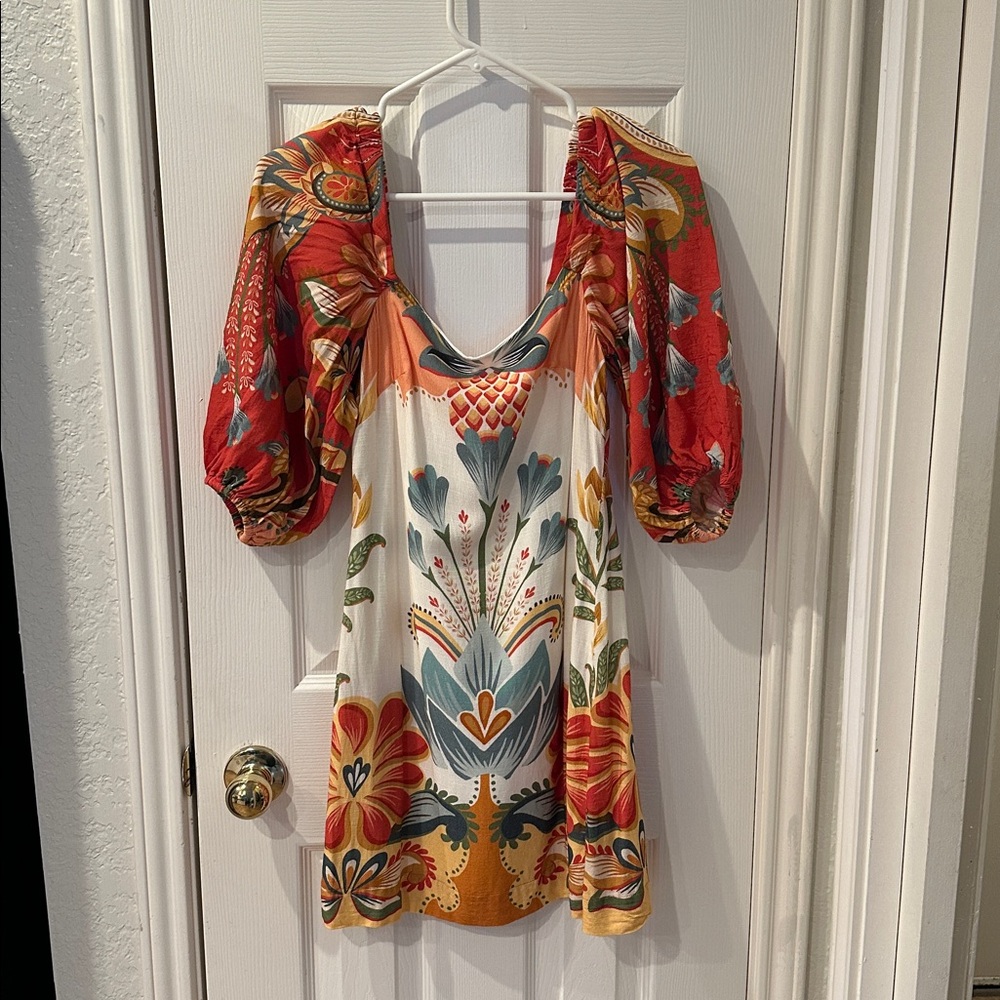 Farm Rio Floral Puff Sleeve Mini Dress